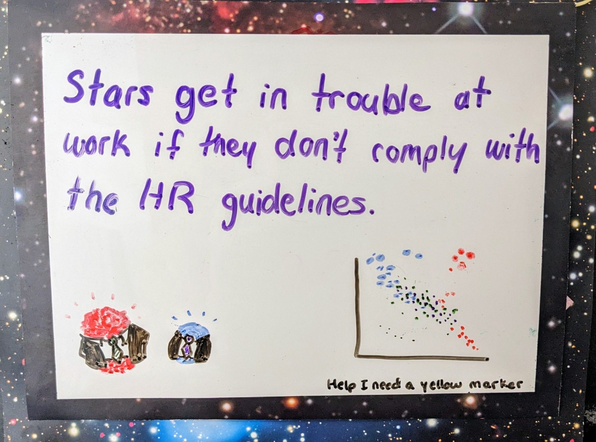 Stars get in trouble at work if they don't comply with the HR guidelines.