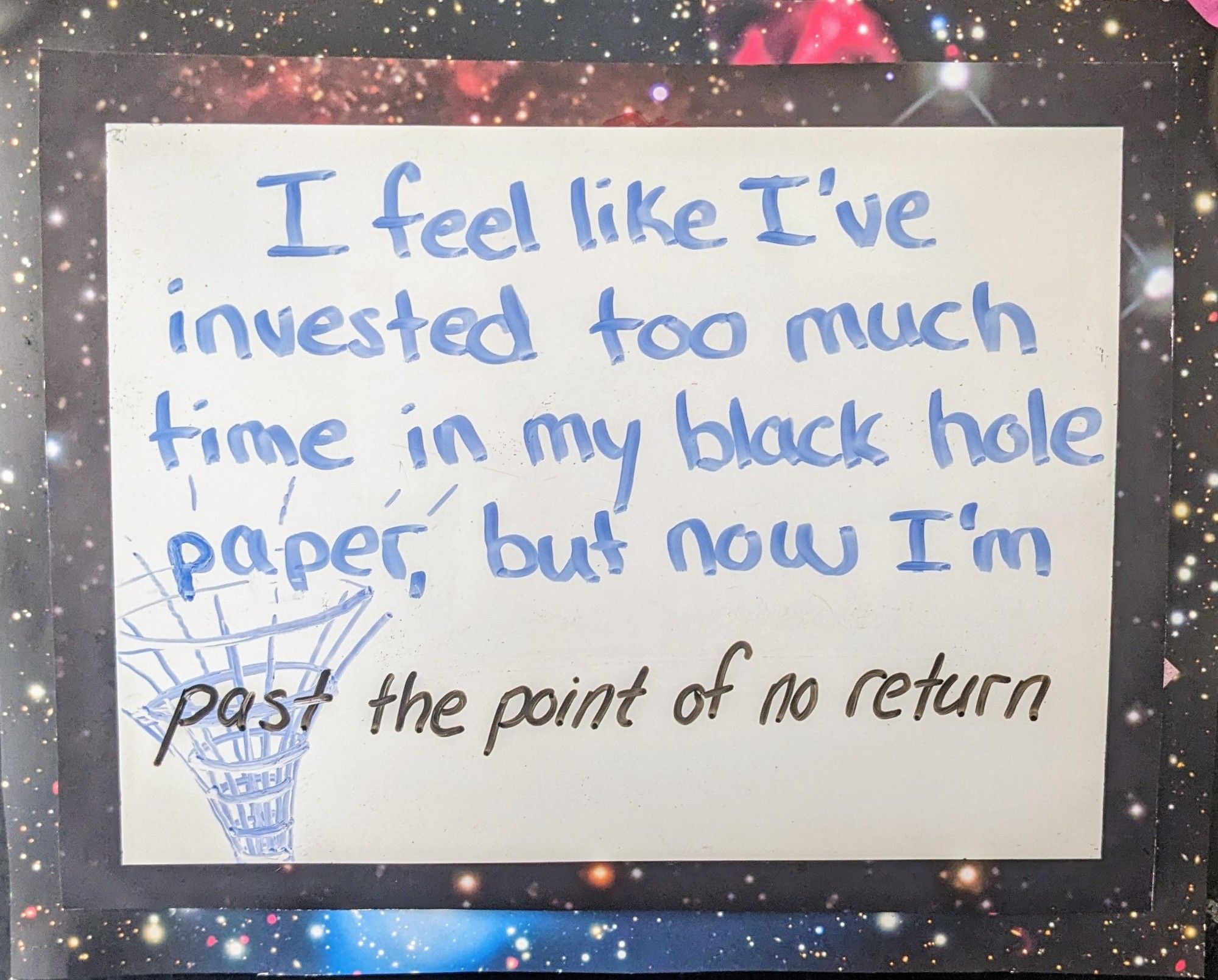 I feel like I've invested too much time in my black hole paper,  but now I'm past the point of no return.