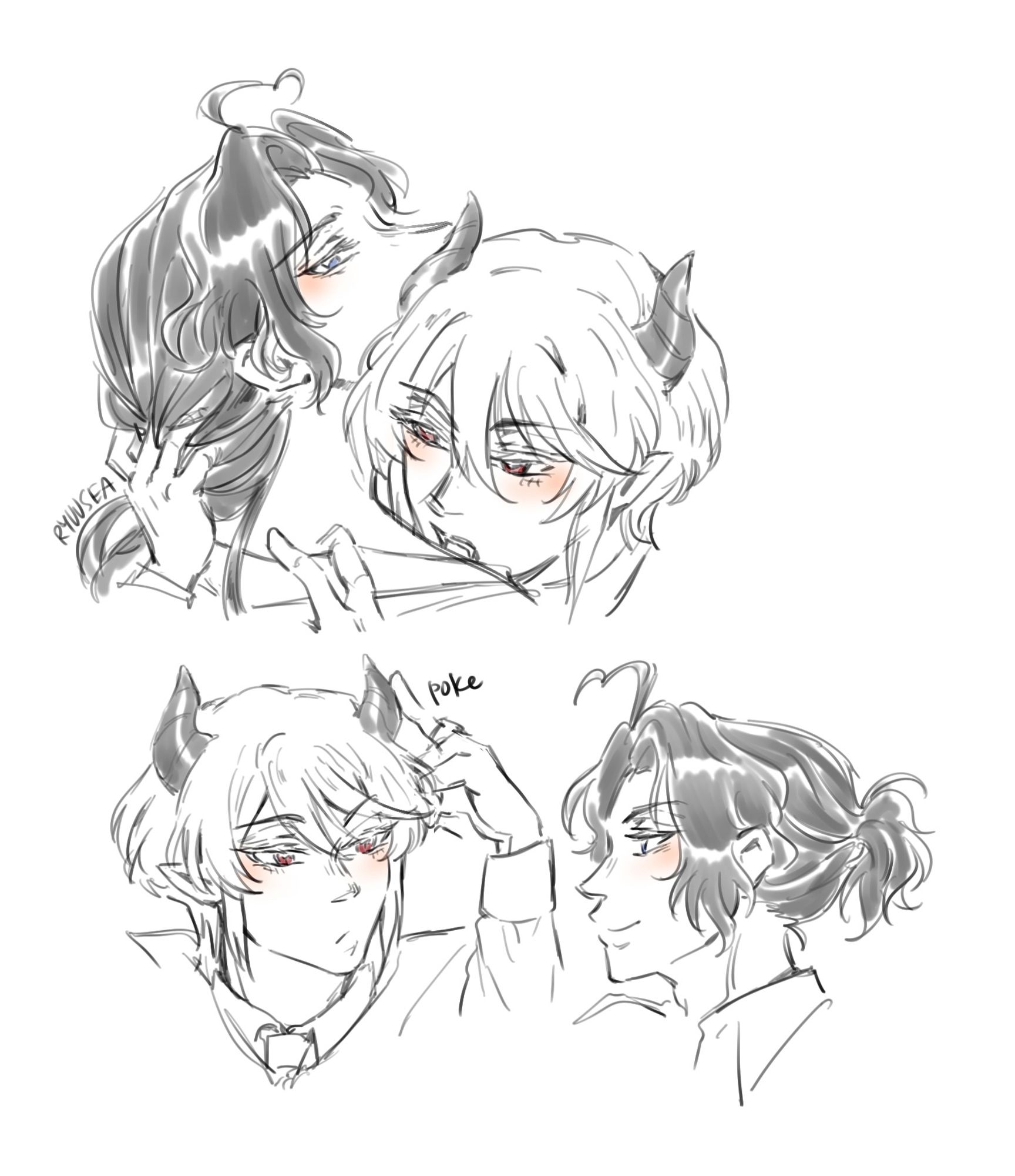 vampire Liam biting Sherly, Sherly poking one of his horns