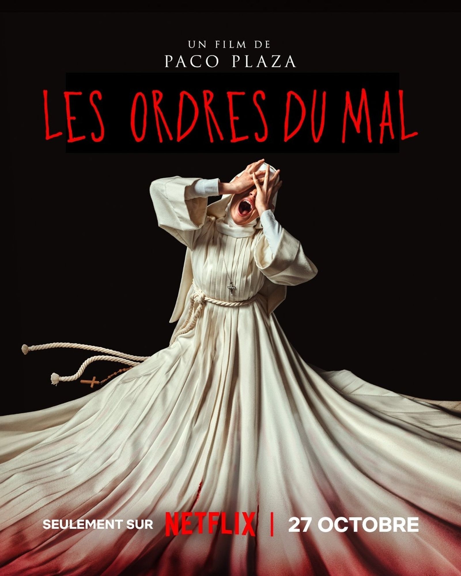 Affiche française du nouveau film de Paco Plaza, Les Ordres du Mal (Hermana Muerte), disponible sur Netflix ce 27 octobre 2023