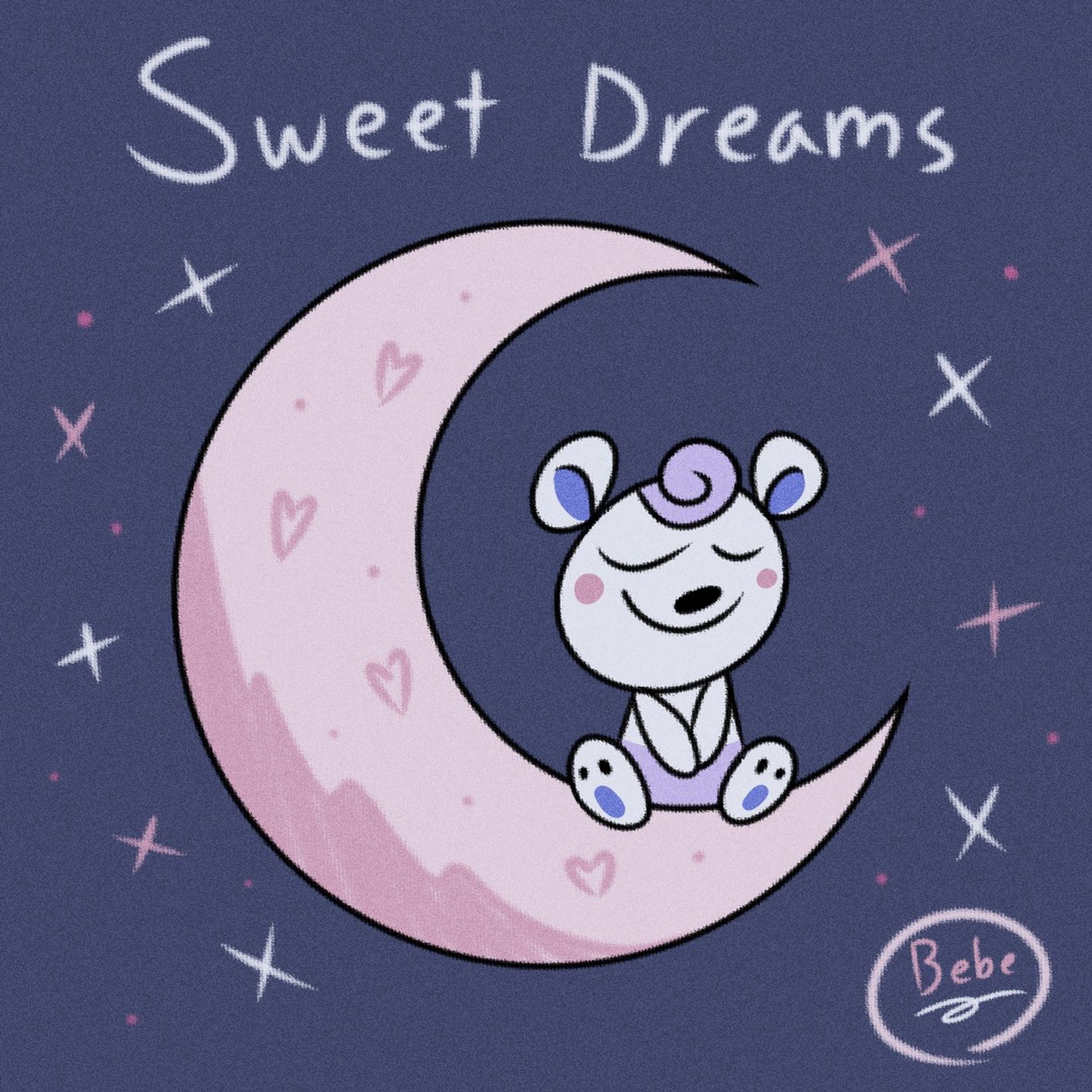 (Sweet Dreams) 2/27/2024

Artwork of a polar bear resting on a pink moon with hearts.