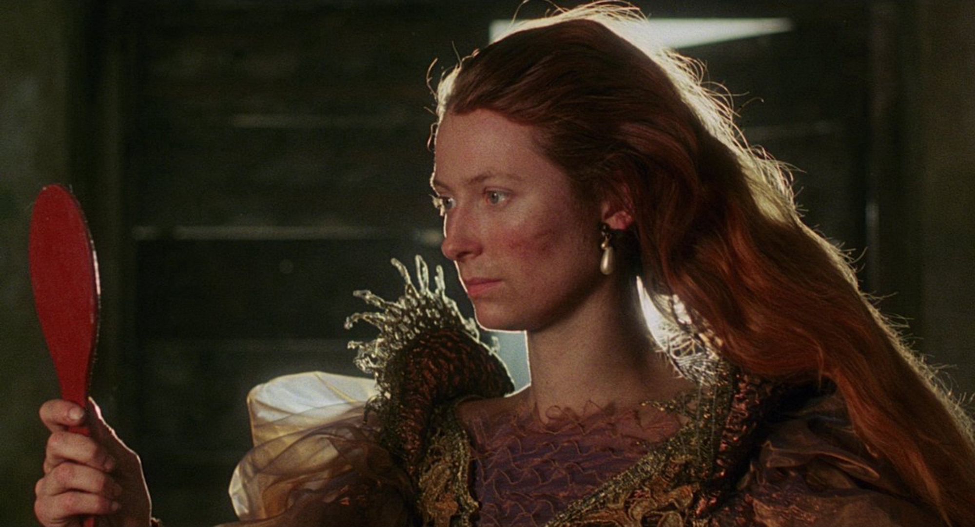 tilda swinton in _caravaggio_ (1986) // knave girl // gay girl // dirt // blush // light // mirror