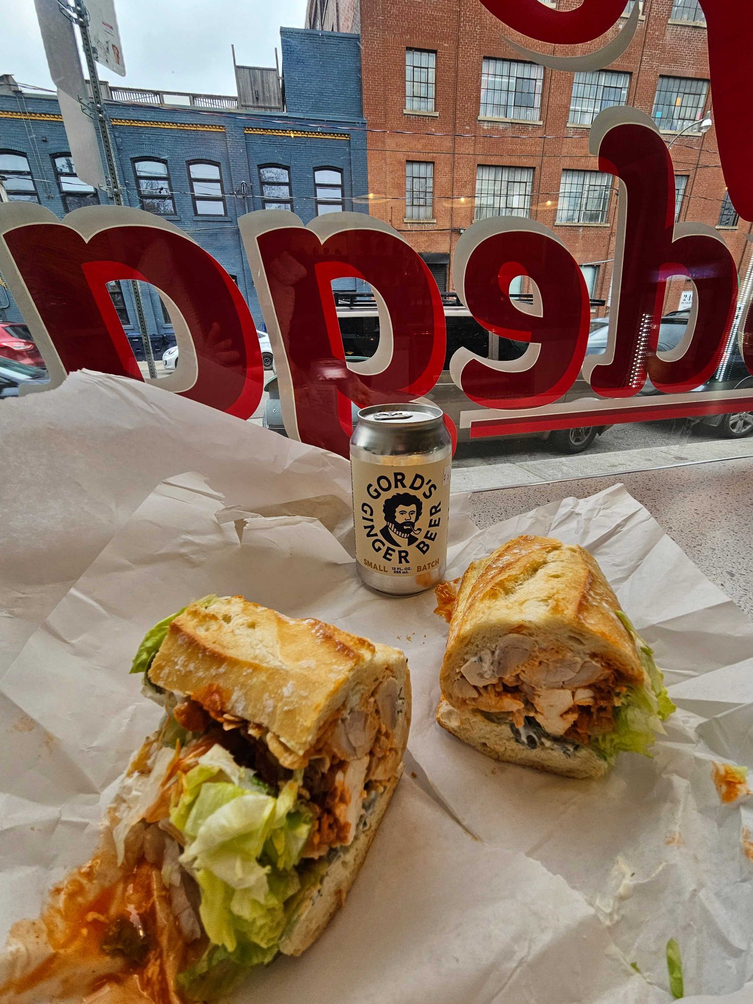 Buffalo chicken sandwich ginger beer @ Phancy's