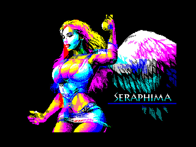 Screenshot of Seraphima, a game on the ZX Spectrum computer.