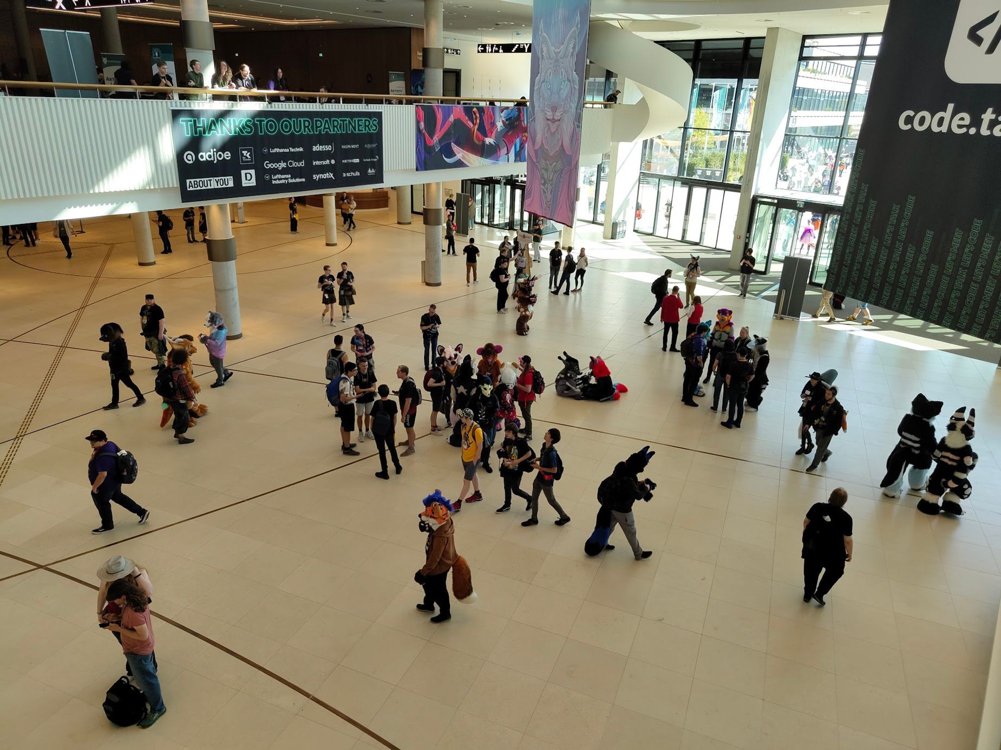 A bunch of furries in the CCH main hall.