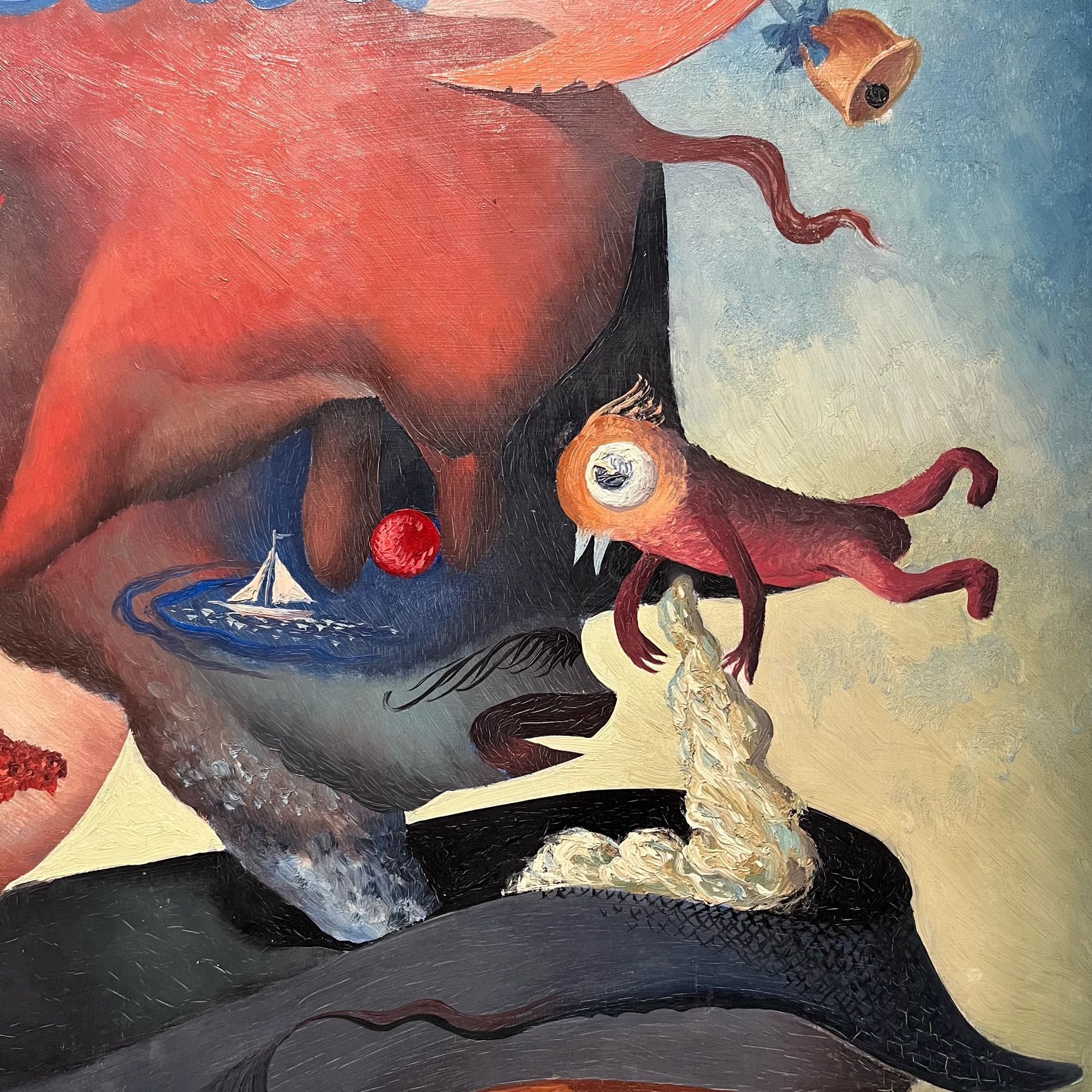 Detail of the painting The Flying Pig (1936) by Reuben Mednikoff