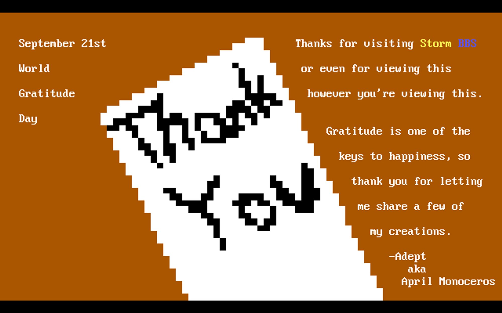 A white thank-you note juts diagonally up into a brown field