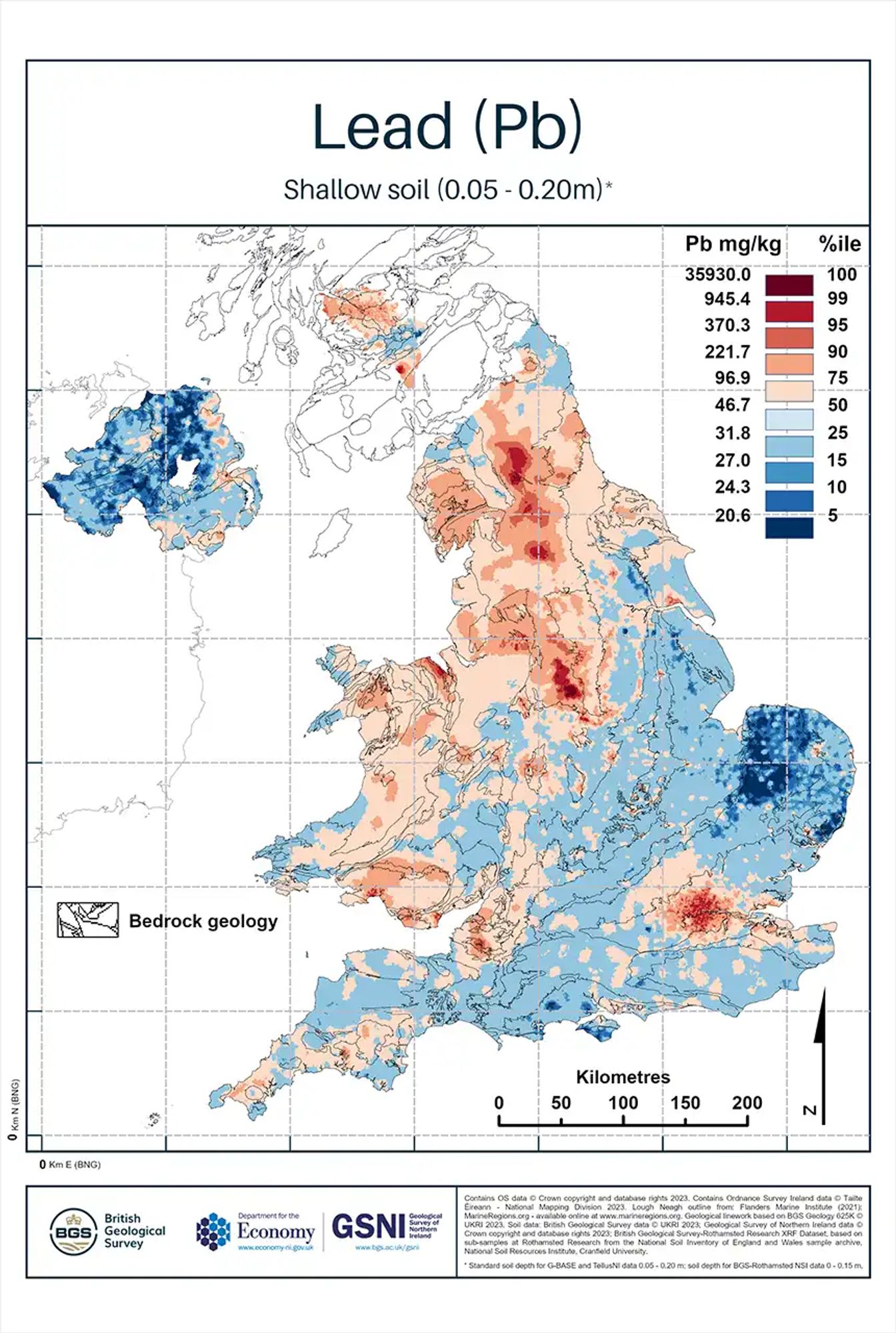 Geochemical maps produced by the study allow us to visualise the distribution of different elements in topsoil across the country. BGS © UKRI.