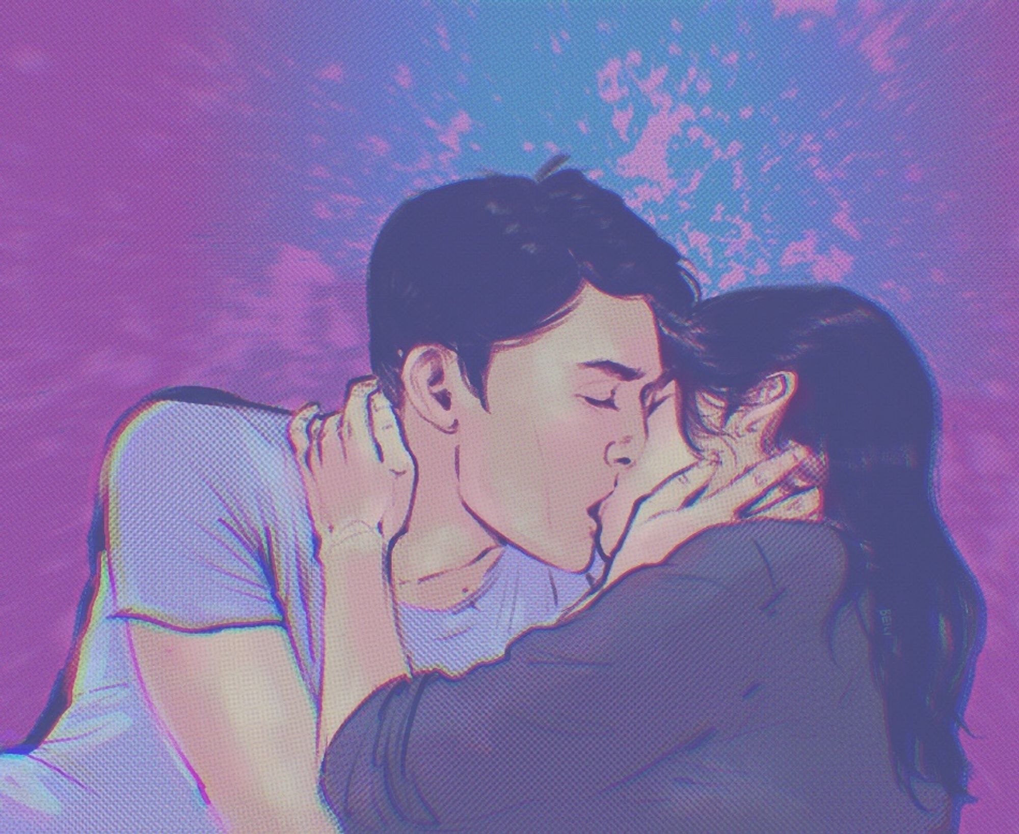 modern au Fu Shen and Yan Xiaohan from the novel Golden Stage kissing