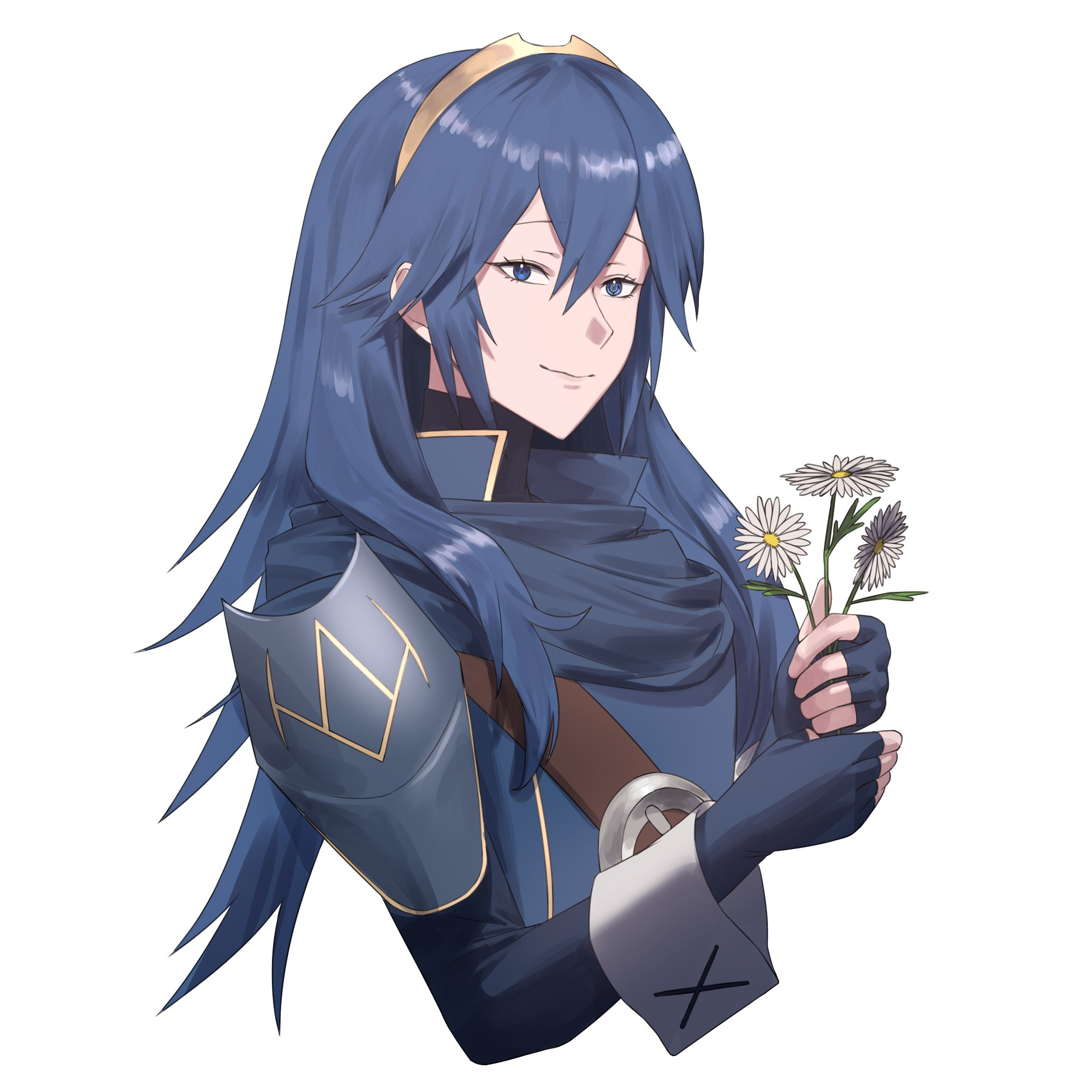 Illustration of Lucina from Fire Emblem: Awakening holding a bunch of daisies