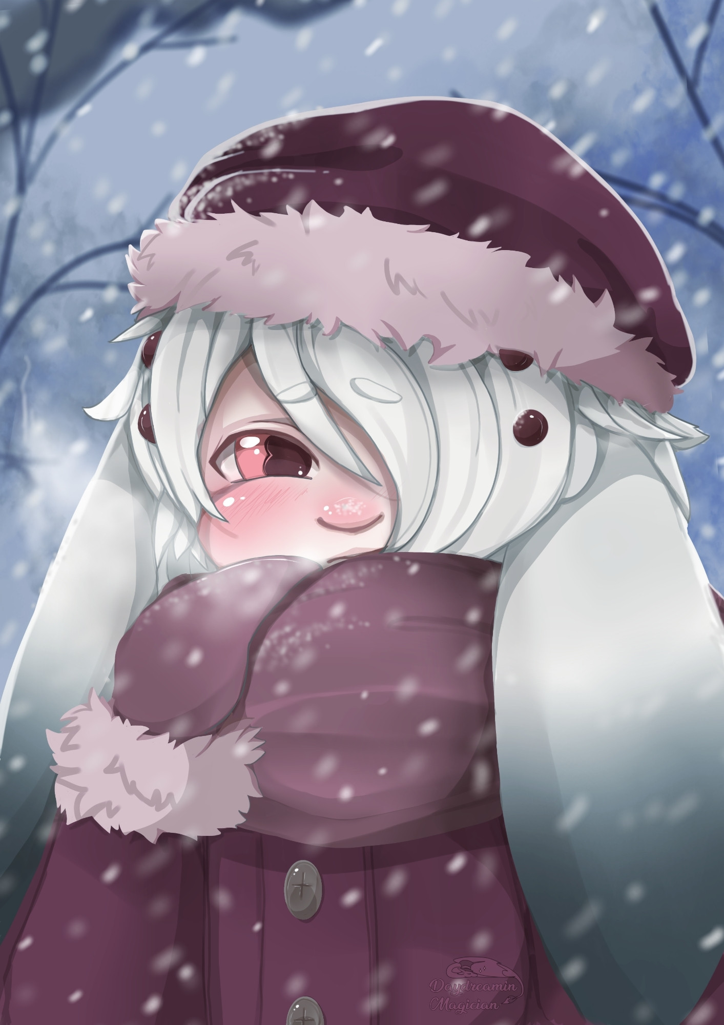 Fyodor, albino bunny with winter clothing c: