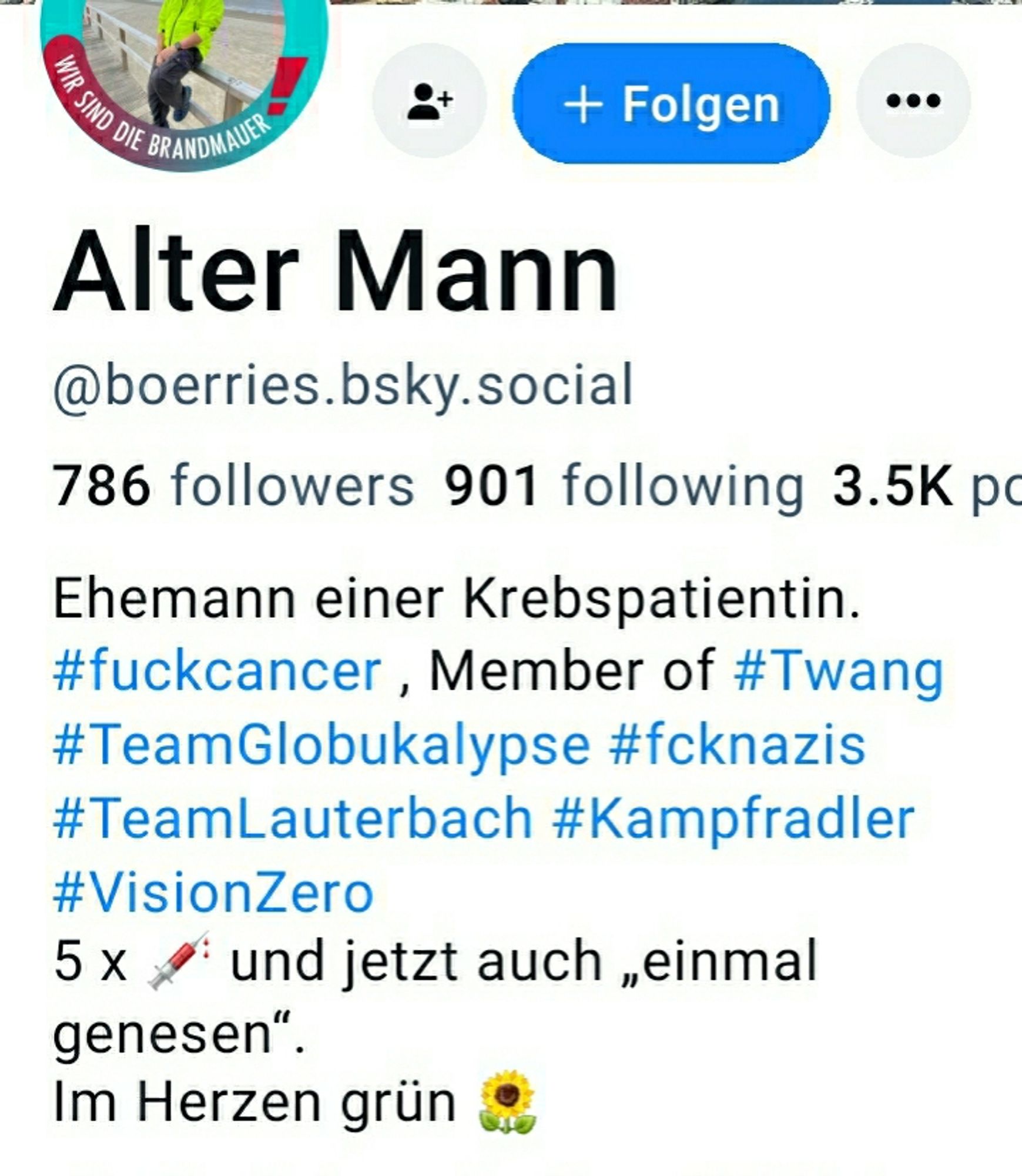 Bio Account Alter Mann @boerries mit #TeamLauterbach