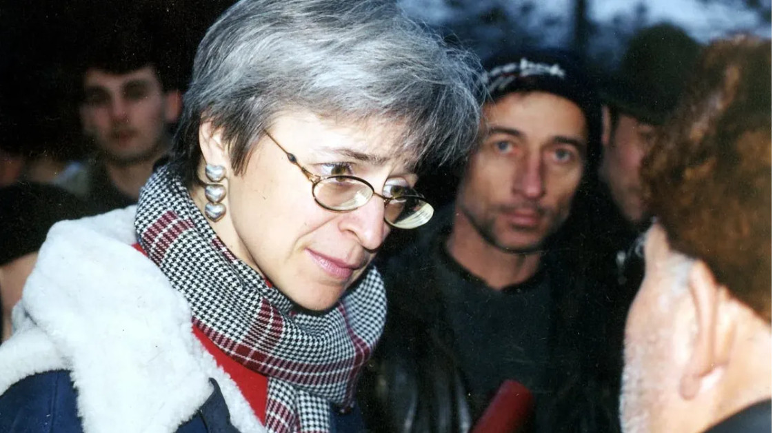 photo of Politkovskaya in Chechnya