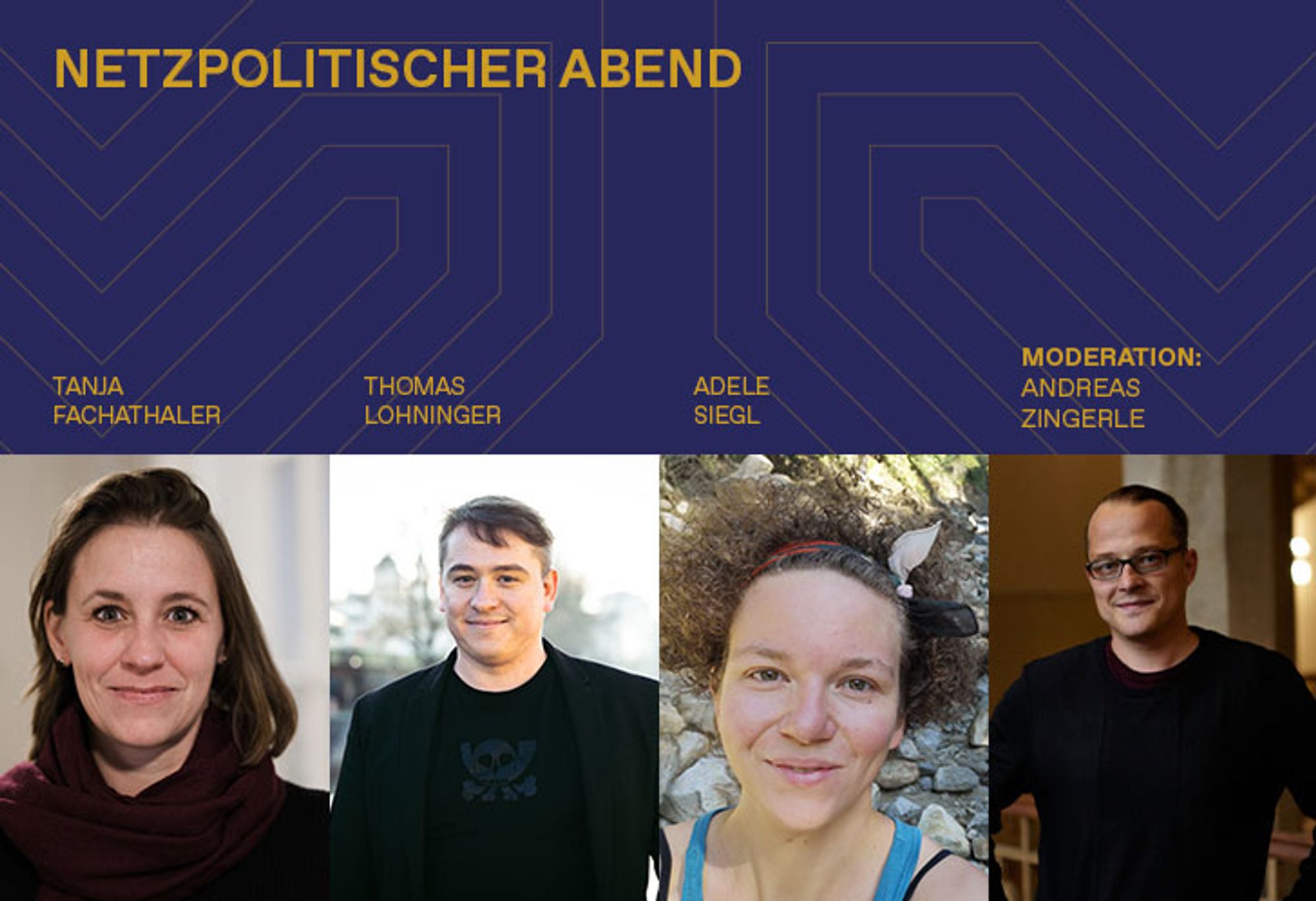 NEXT UP - 16:30
›› Netzpolitischer Abend ‹‹

mit Tanja Fachathaler, Thomas Lohninger, Adele Siegl
Moderation: Andreas Zingerle

🔴 LIVESTREAM 🔴
https://elevate.at/live

Eine Kooperation von Spektral, epicenter.works, mur.at

#ElevateFestival
#NetzPAT