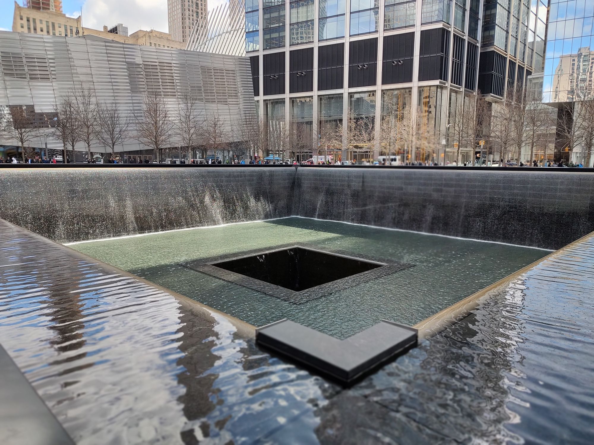 9/11 Memorial - sitting in the footprints of the World Trade Center towers.