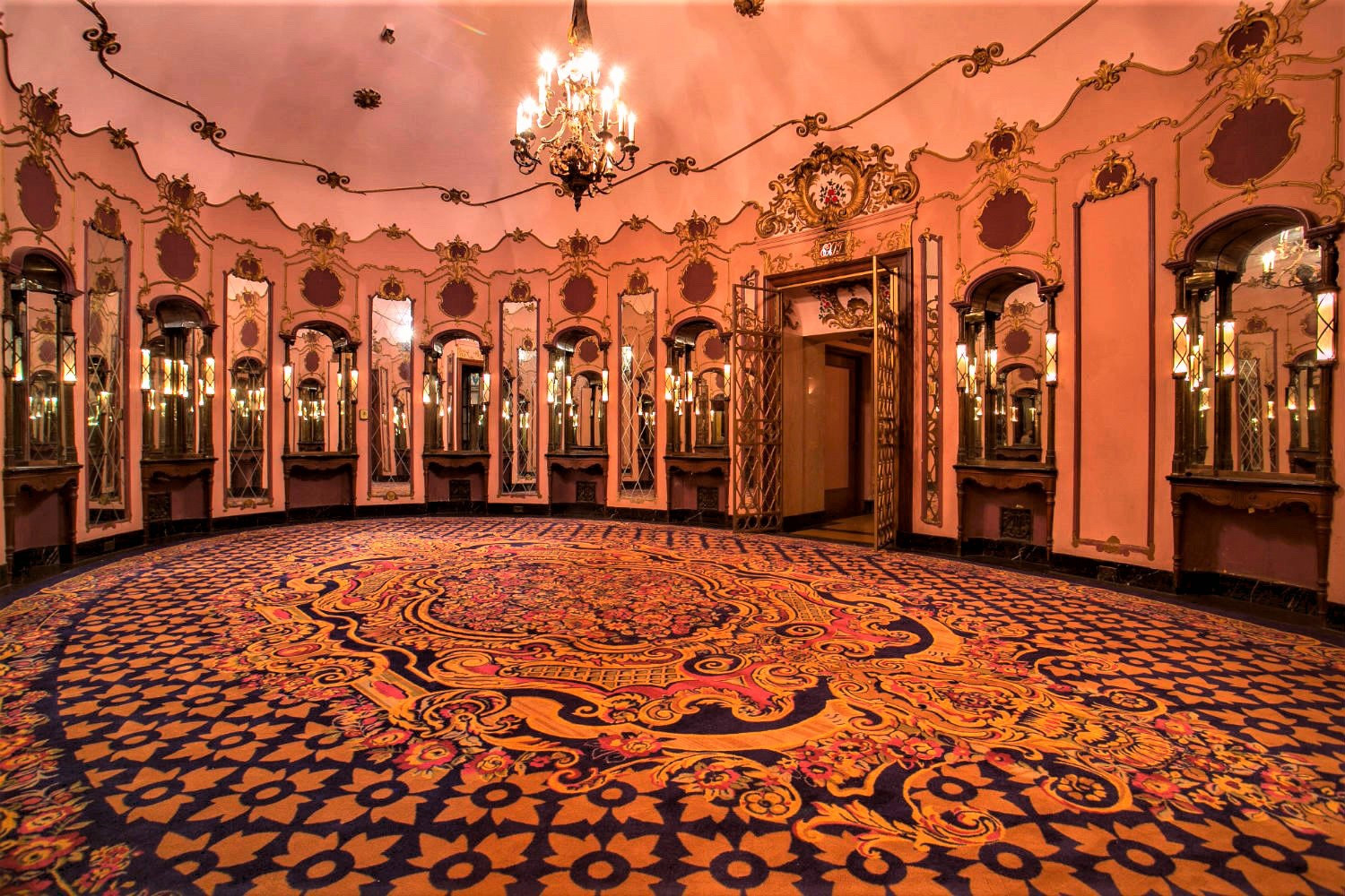 the view of the ladies cosmetics room at the Los Angeles theatre