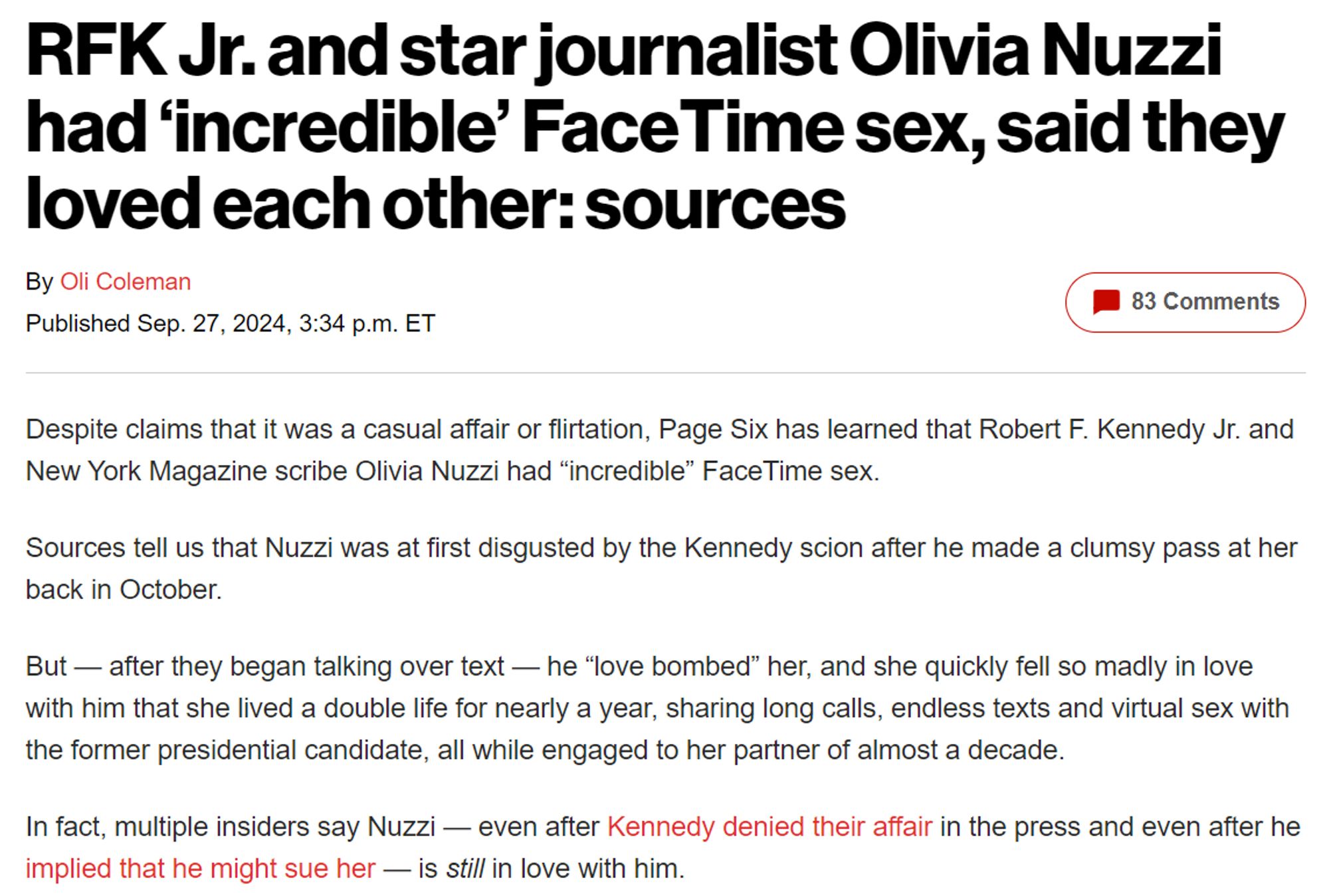 wild Page Six piece about RFK and Olivia Nuzzi (linked in post)