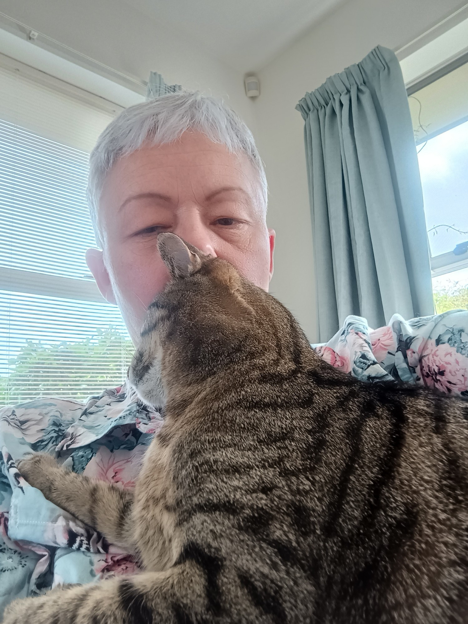 My cat Cleo smooching me.