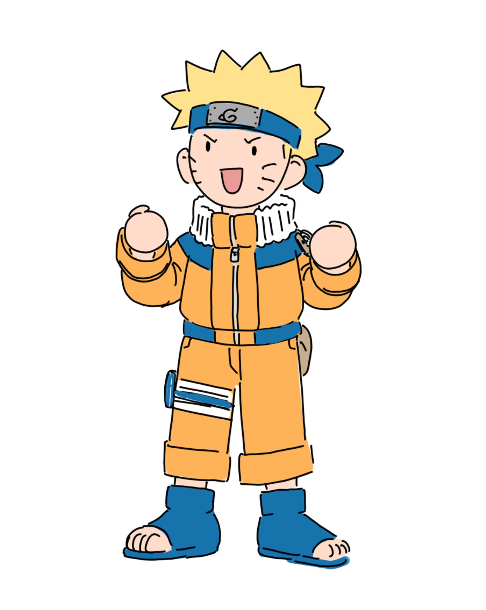 art doodle by apricot of Naruto Uzumaki. He's just standing there looking excited like a lil dork.