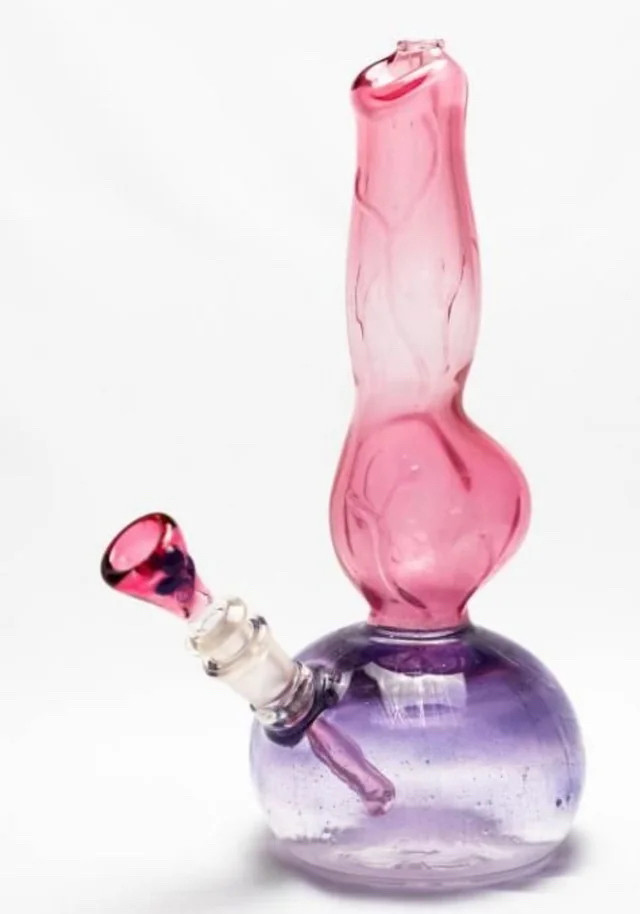 A bong in the shape of a dog dick with knot and everything