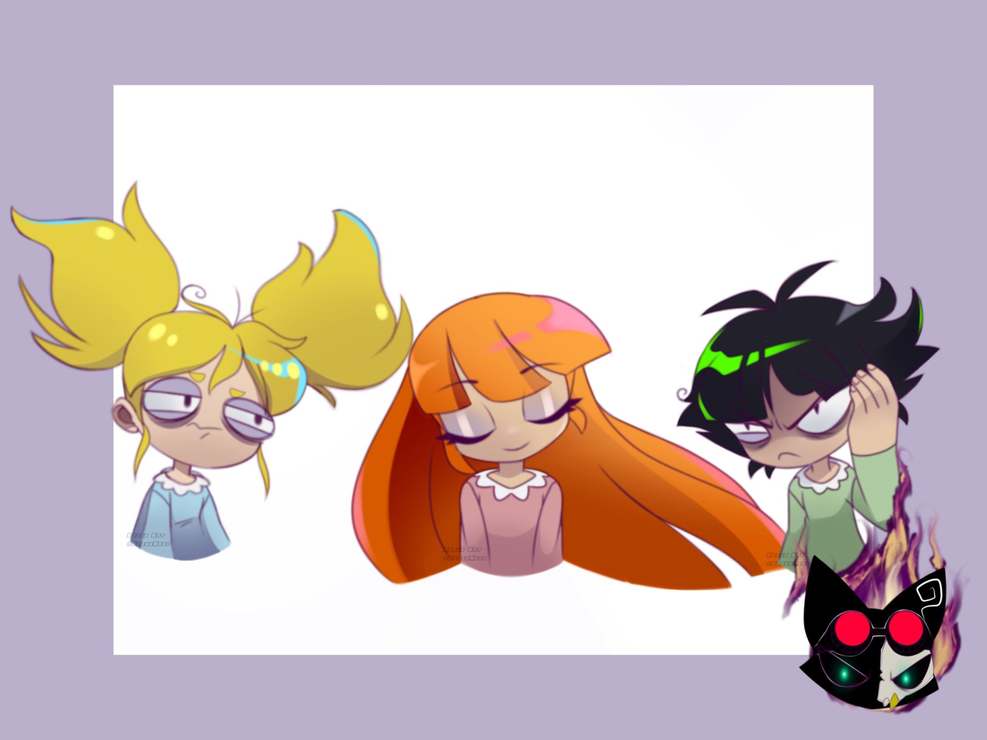 Powerpuff Girls waking up from the episode The Mane Event

This was drawn in my updated 2nd Art Style 

AS2 means Art Style 2