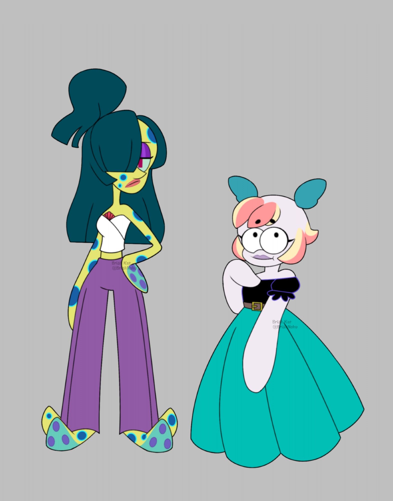 SpongeBob ocs Octavia Delmar (left) and Bubbles Ocho (right)

Octavia is based off a blue ringed octopus and Bubbles a dumbo octopus