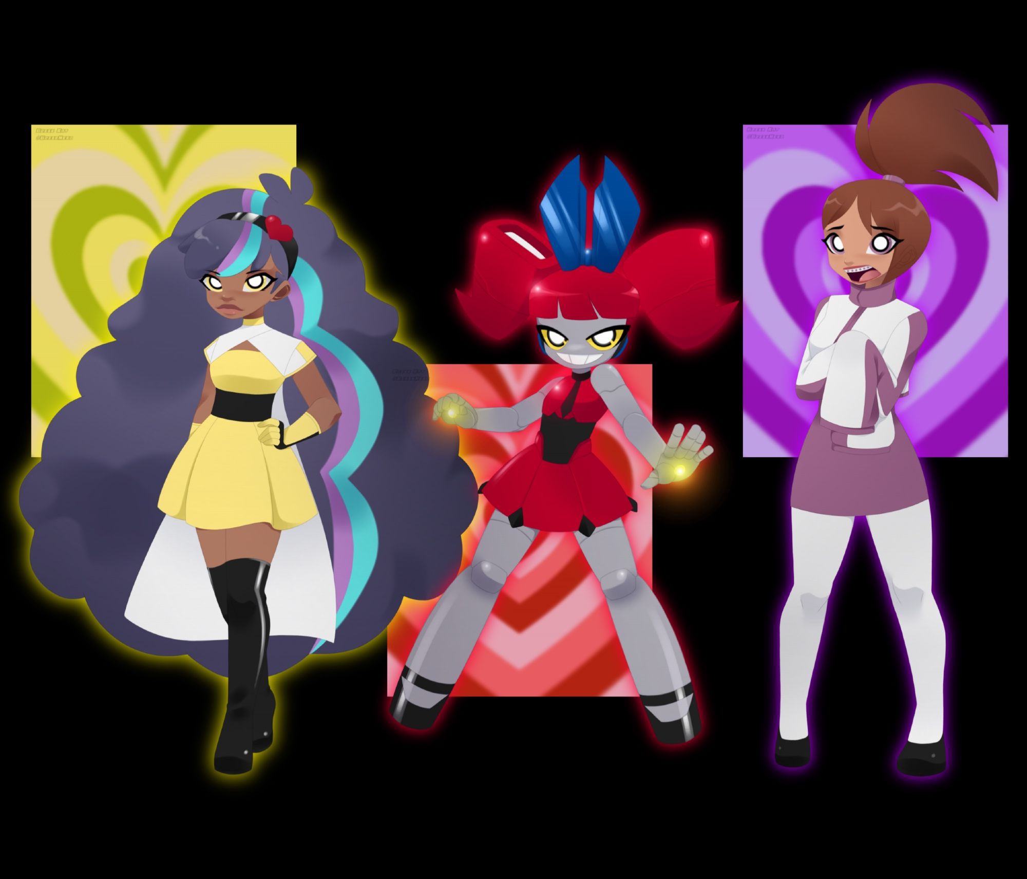 Powerpuff Girls Bliss, DYNAMO, and Bunny drawn in my 1st art style 

AS1 means Art Style 1