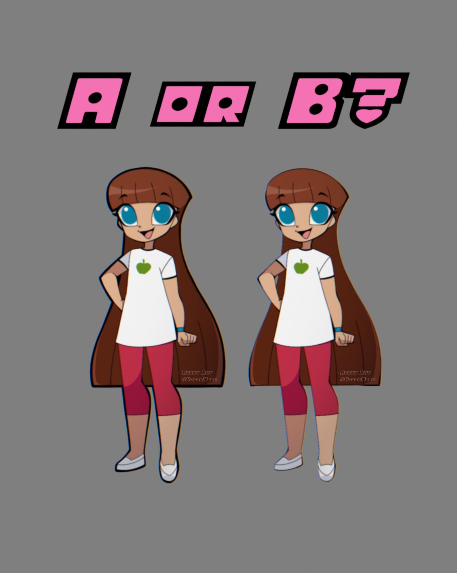 Text reads A or B?
Drawing of Robin Snyder from The Powerpuff Girls. Left has thick outer lineart and right is thinner lineart.


Drawn in my updated 3rd Art Style 
AS3 means Art Style 3