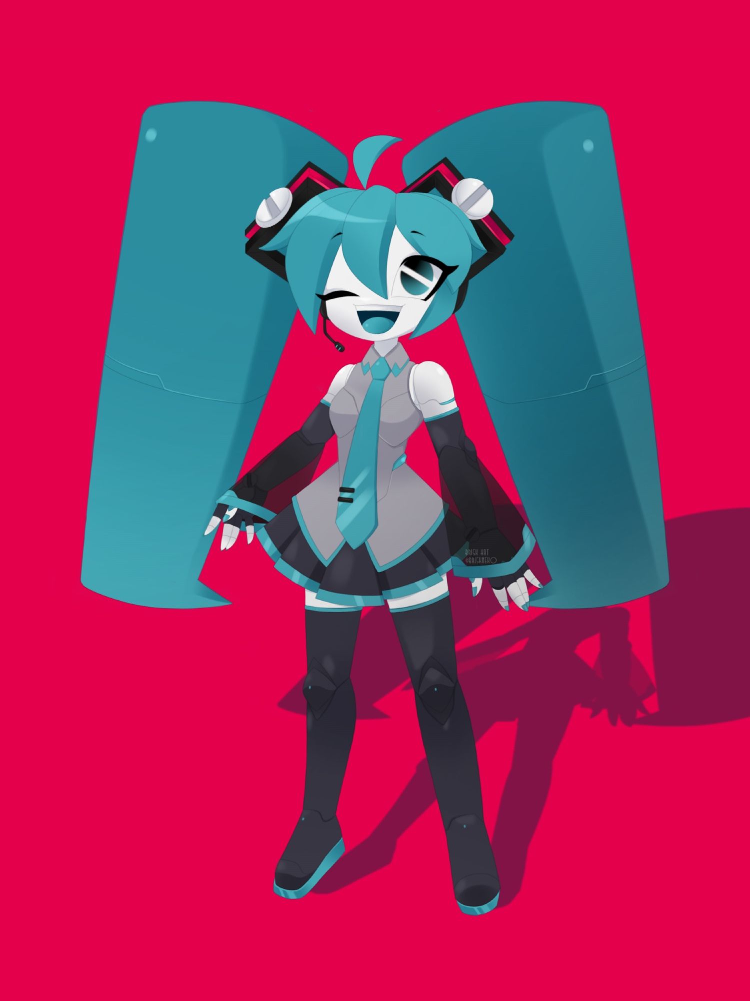 Jenny Wakeman from My Life as a Teenage Robot cosplay or fused with Vocaloid  Hatsune Miku depending how you see it. This was drawn using my 1st art style.

AS1 means Art Style 1