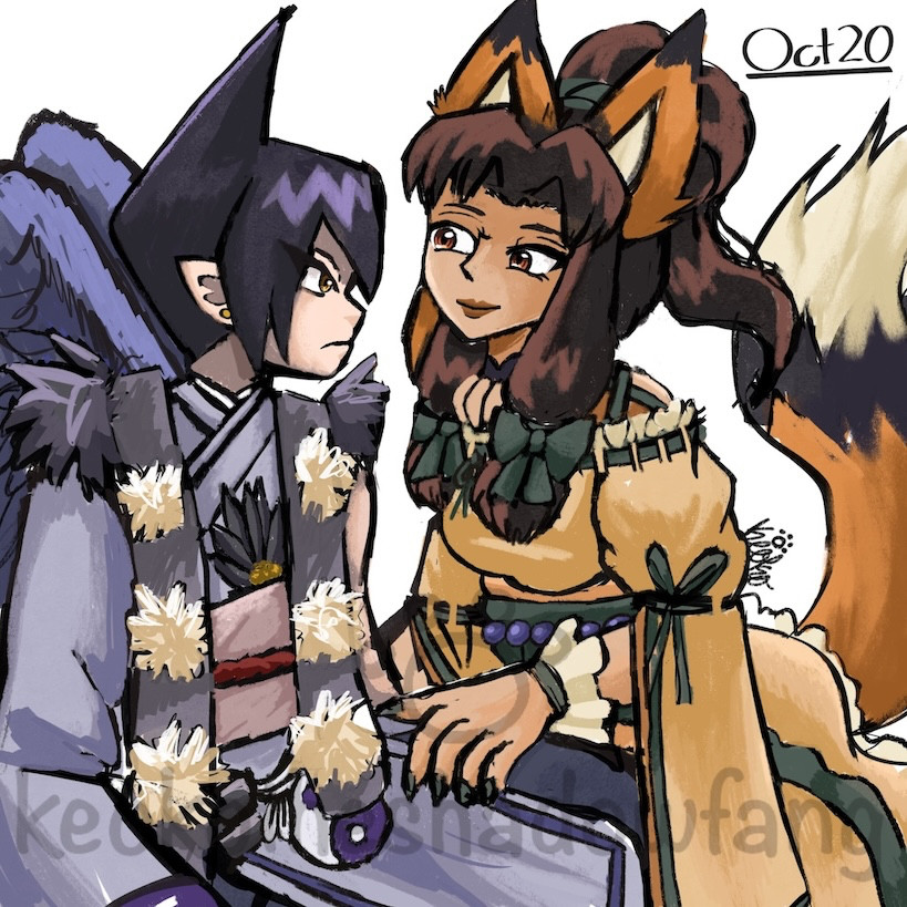 Ren is dressed as a Tengu. Kikyo is a Kitsune