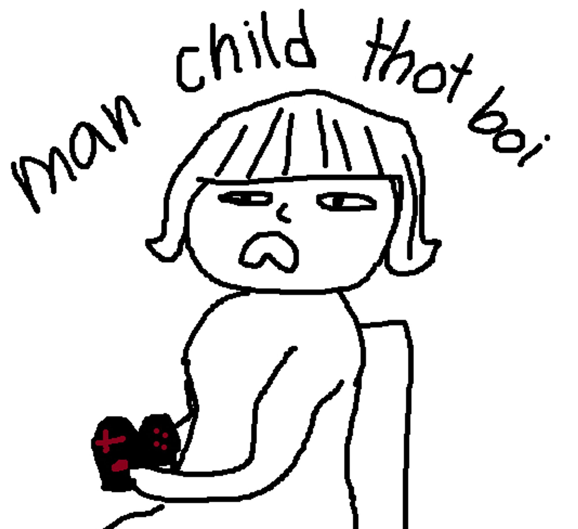 Terf bangs zoomed in "man child thot boi"