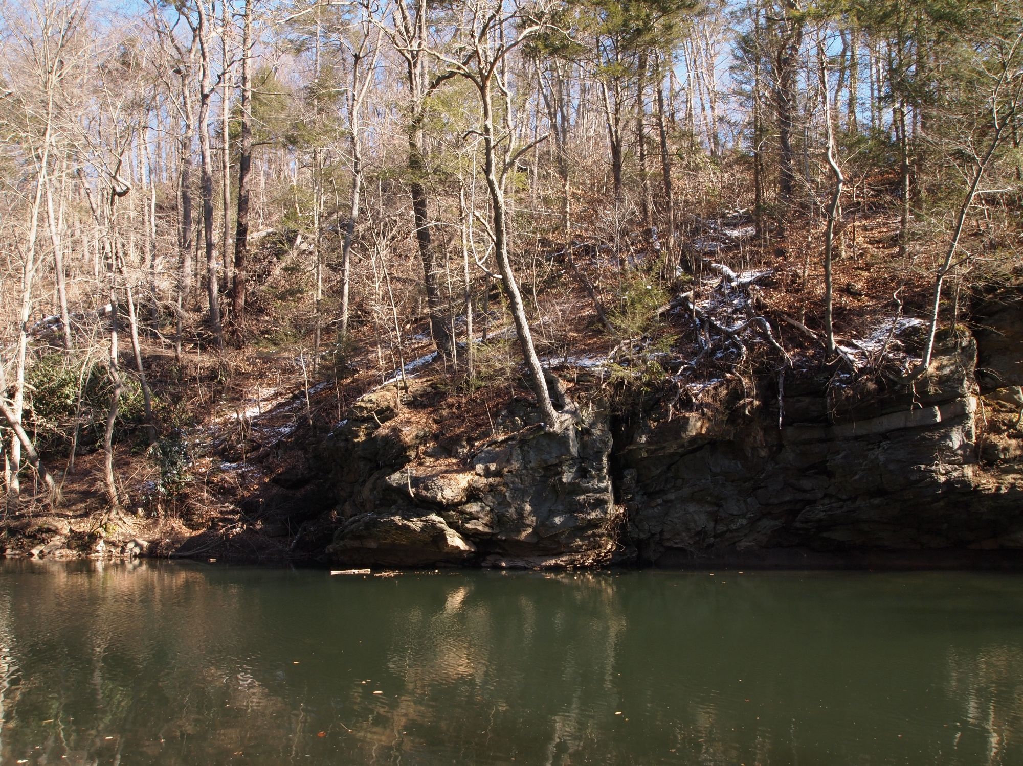 Sunny winter day on wissahickon creek