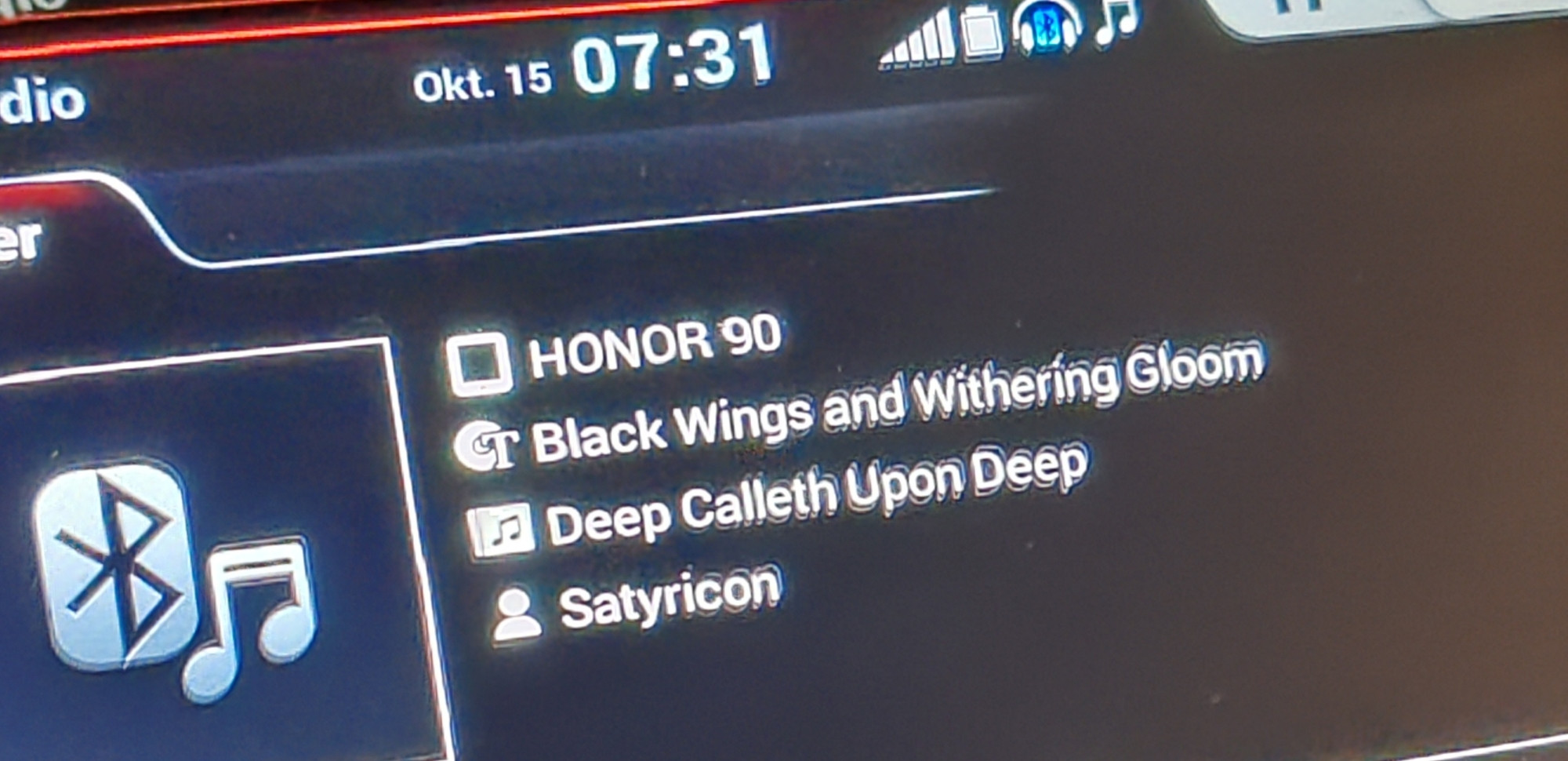 Autoradio. Es läuft 
Song: Black Wings and Withering Gloom 
Album: Deep Calleth Upon Deep 
Band: Satyricon