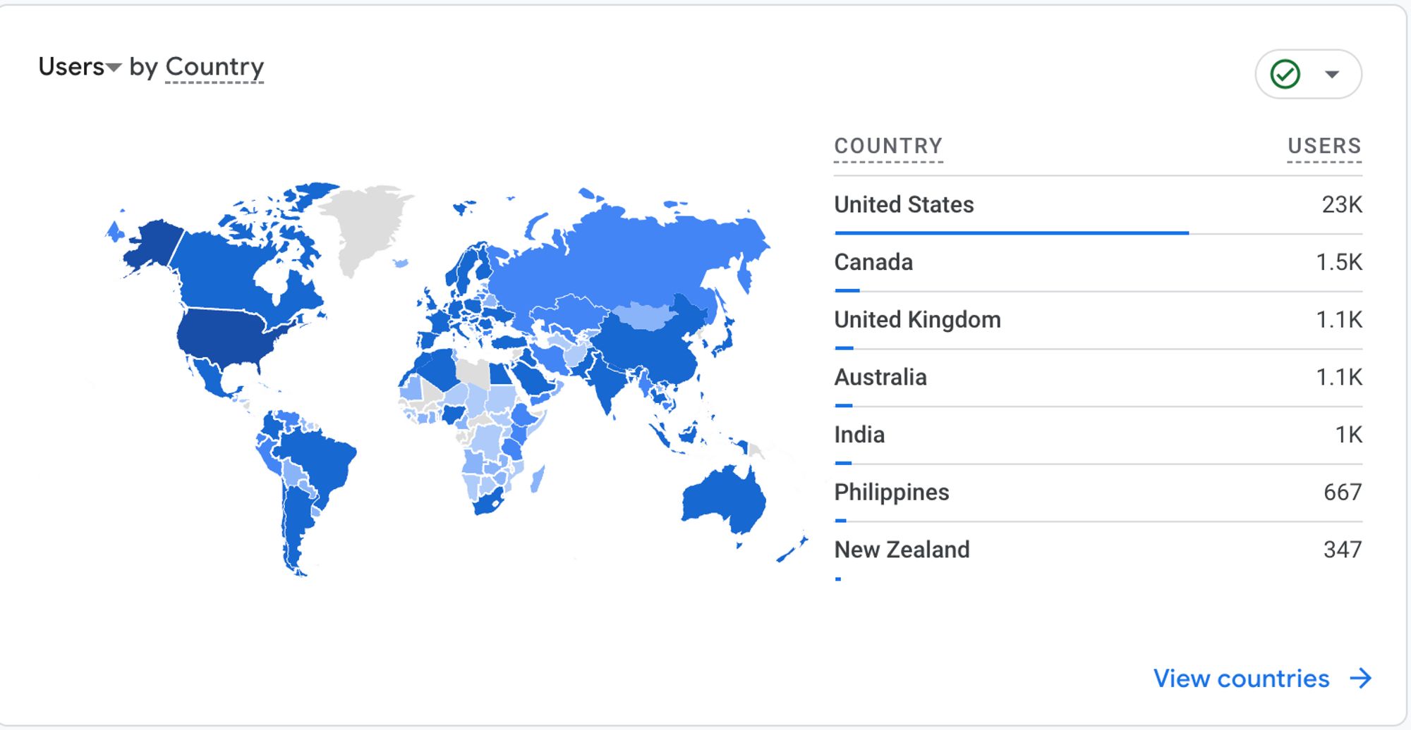 map showing which countries users are from for the graphic library