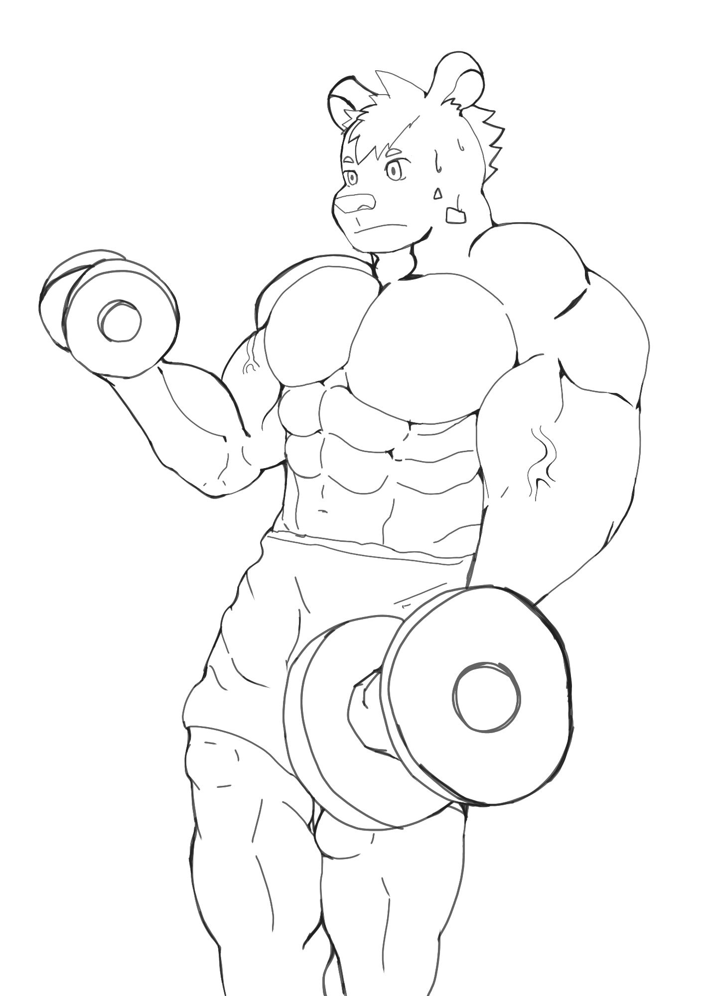 Drawing from 90's bodybuilder photo