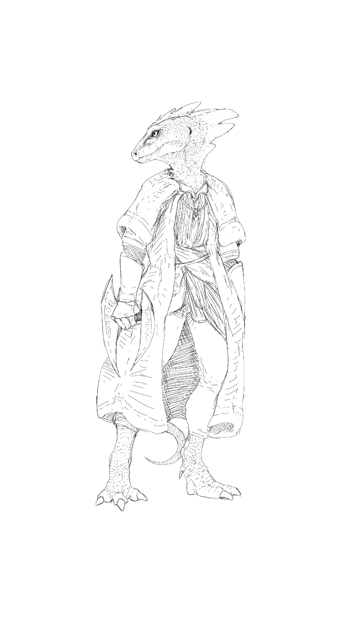 Sketch of Vrase the Lizardfolk (owned by @/constantpain0000)