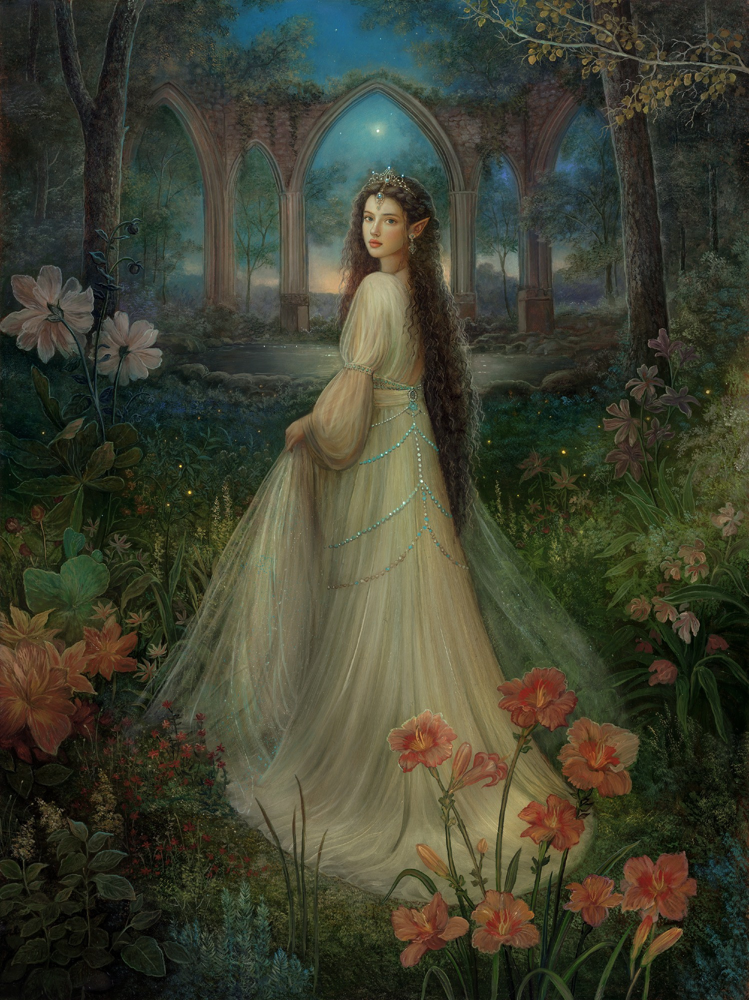 An oil painting of Princess Lirazel from, "The King of Elfland's Daughter."