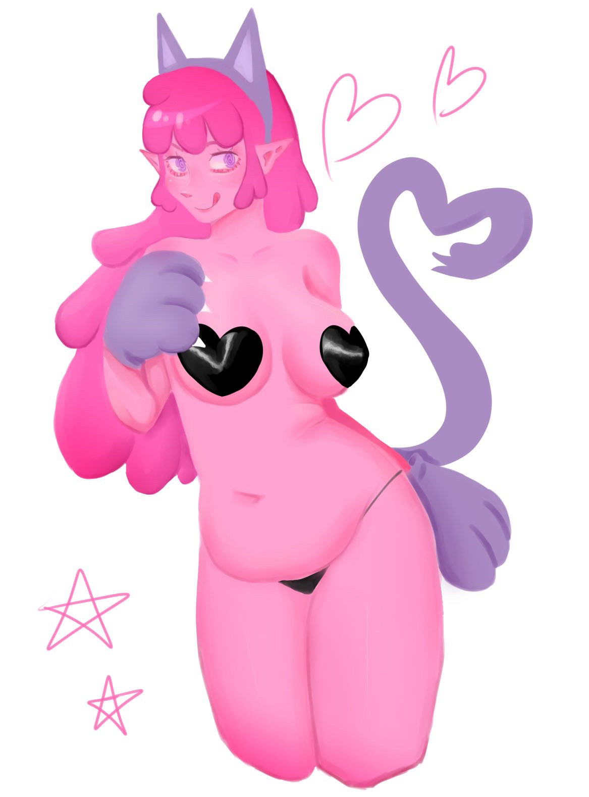 Pink slime girl in a thong with pasties 