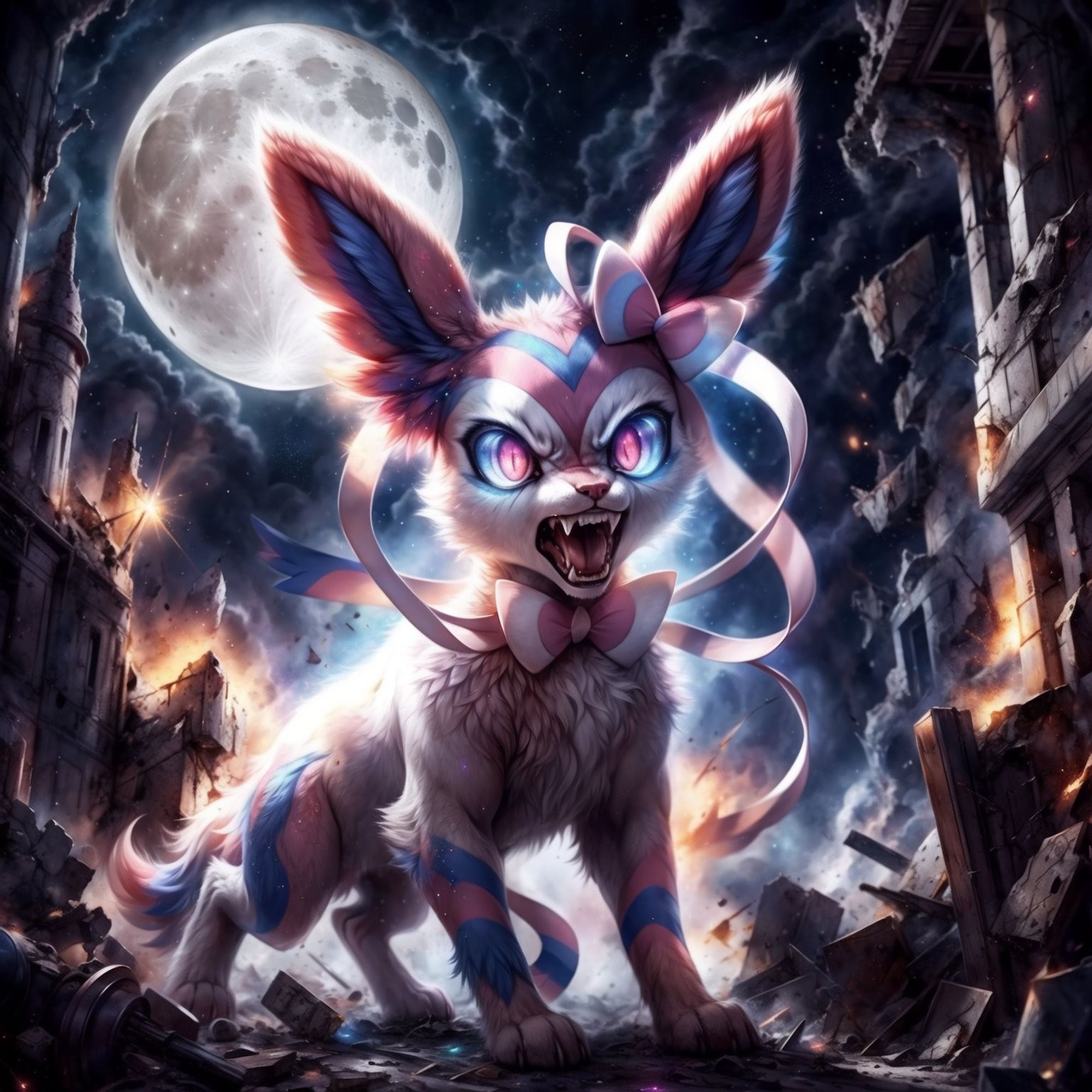 Destructive sylveon during full moon.