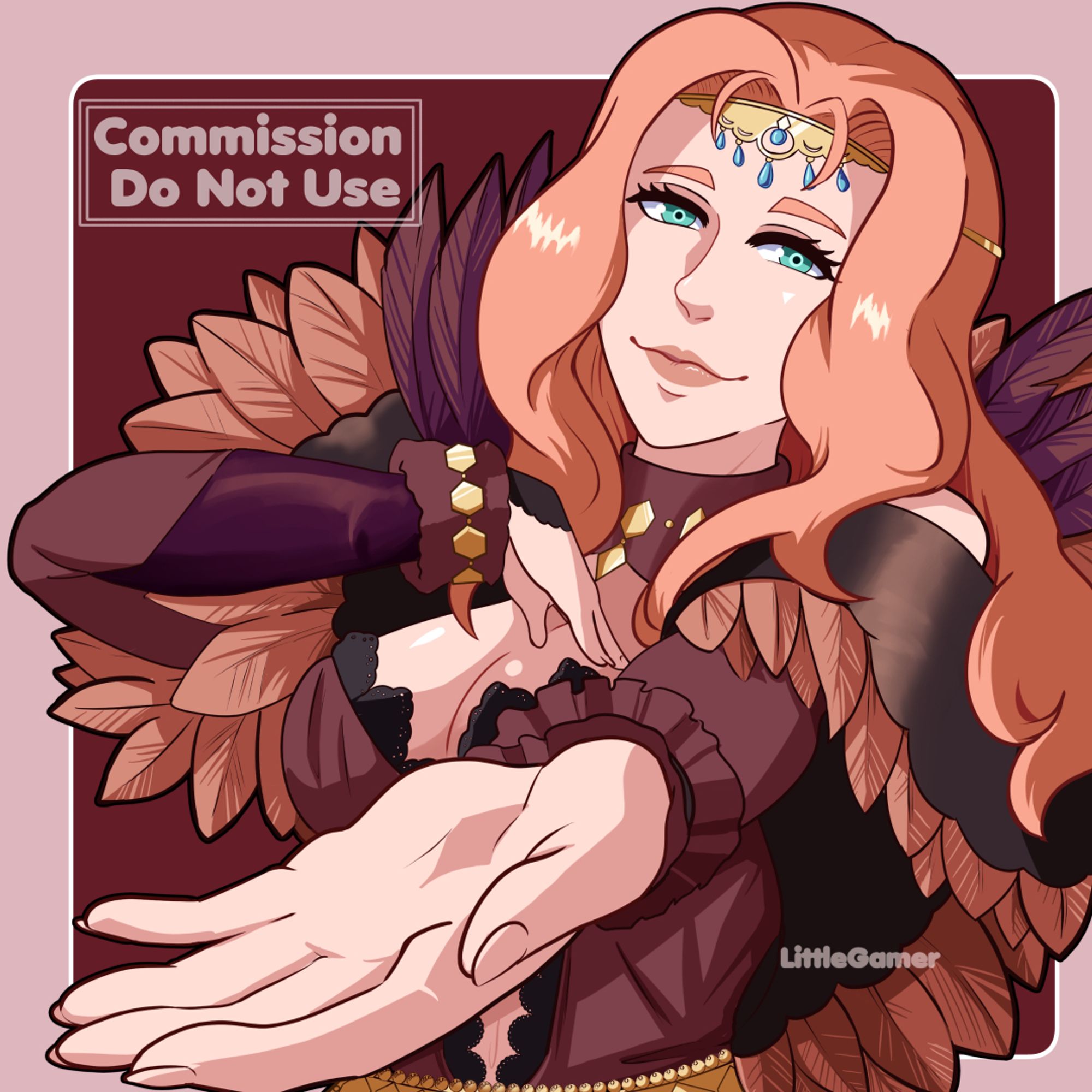 A drawing of Cornelia, from Fire Emblem Three Houses. She's reaching out to the viewer with her left hand and has the tips of her fingers of her right hand on her chest.