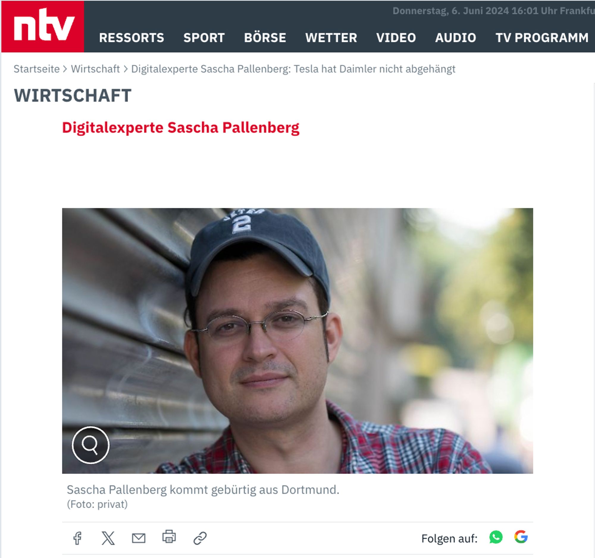 Profilfoto von mir auf der N-TV Webseite mit der Ueberschrift: Digitalexperte Sascha Pallenberg