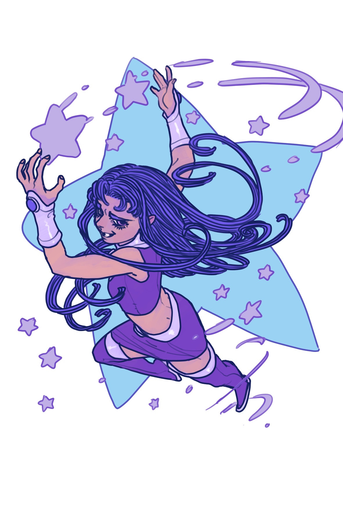 Drawing of Starfire’s sister, Blackfire from that same show. She has dark hair and a purple palette. 