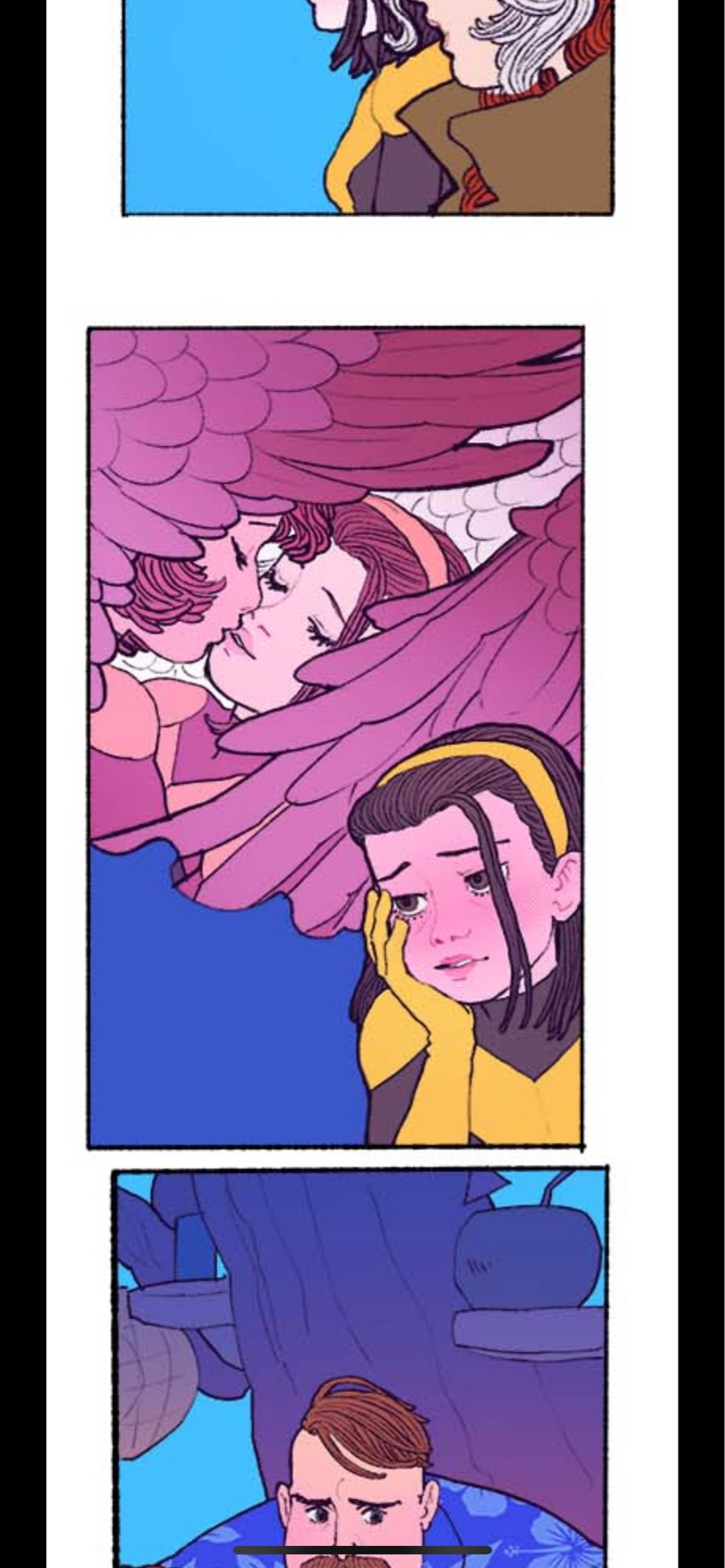 A series of panels from Marvel’s Love Infinity mobile webcomic series, featuring New Mutants mainstay Karma.