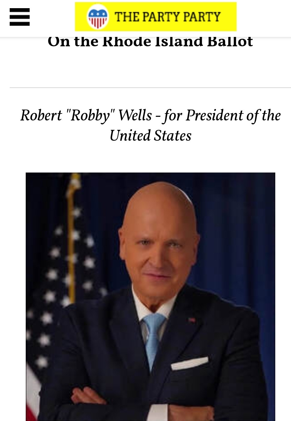 Robby Wells for president on the party party ticket. The guy is more  bald somehow and looks like the grandpa from six flags commercials gone wrong but in a suit