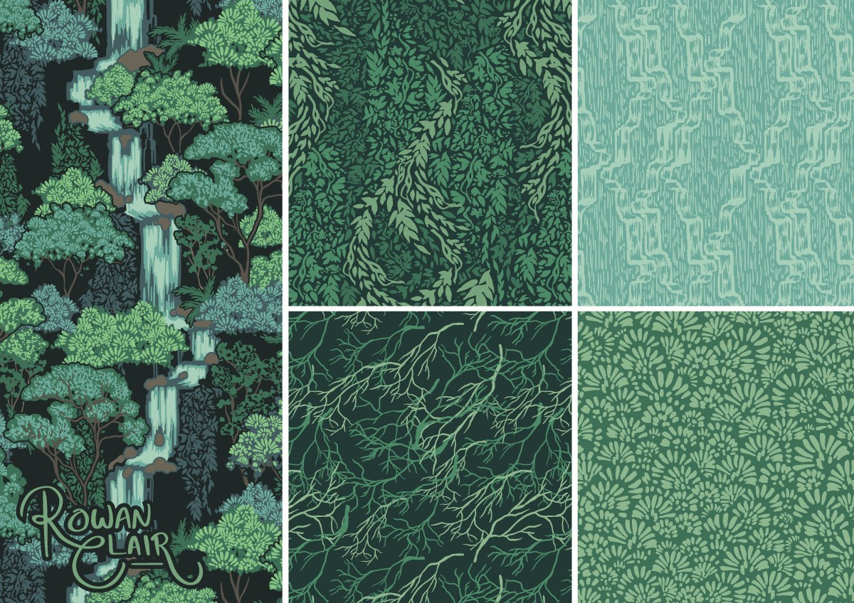 A collection of pattern designs inspired by the forest.