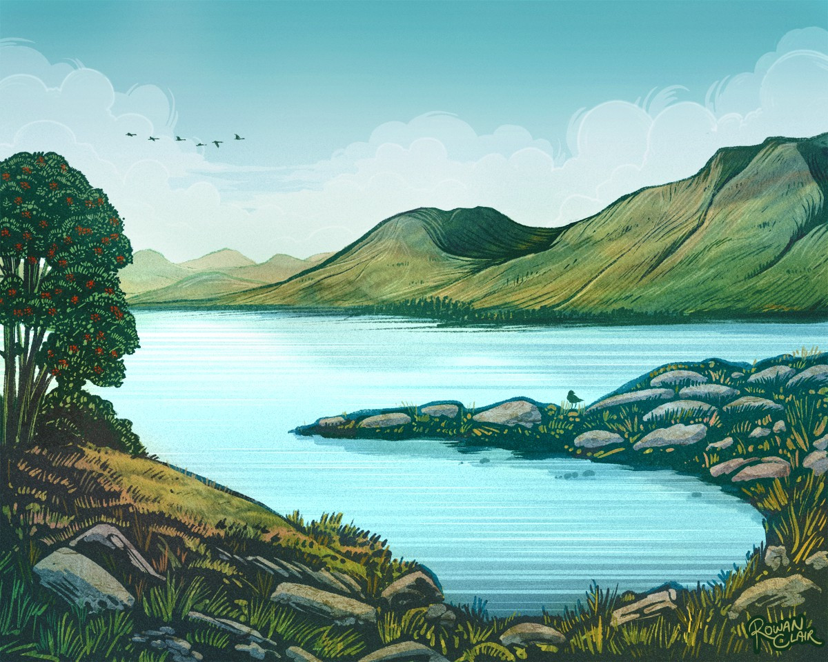 An illustration of Loch Torridon in Scotland.