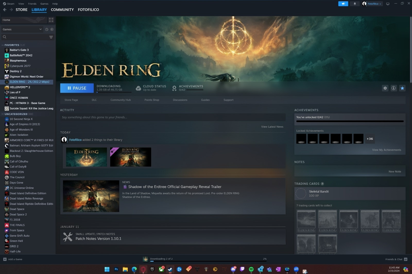 Elden Ring screen on Steam App