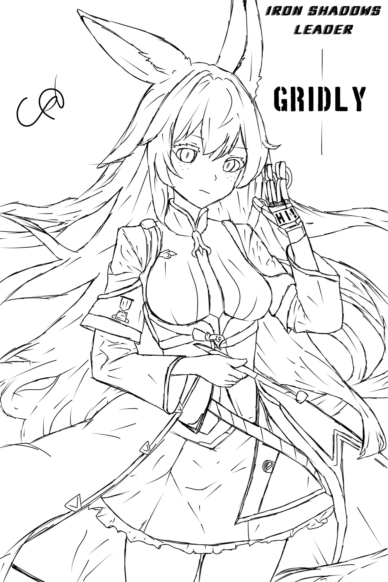 Gridly waving and saying hi with her screen hand