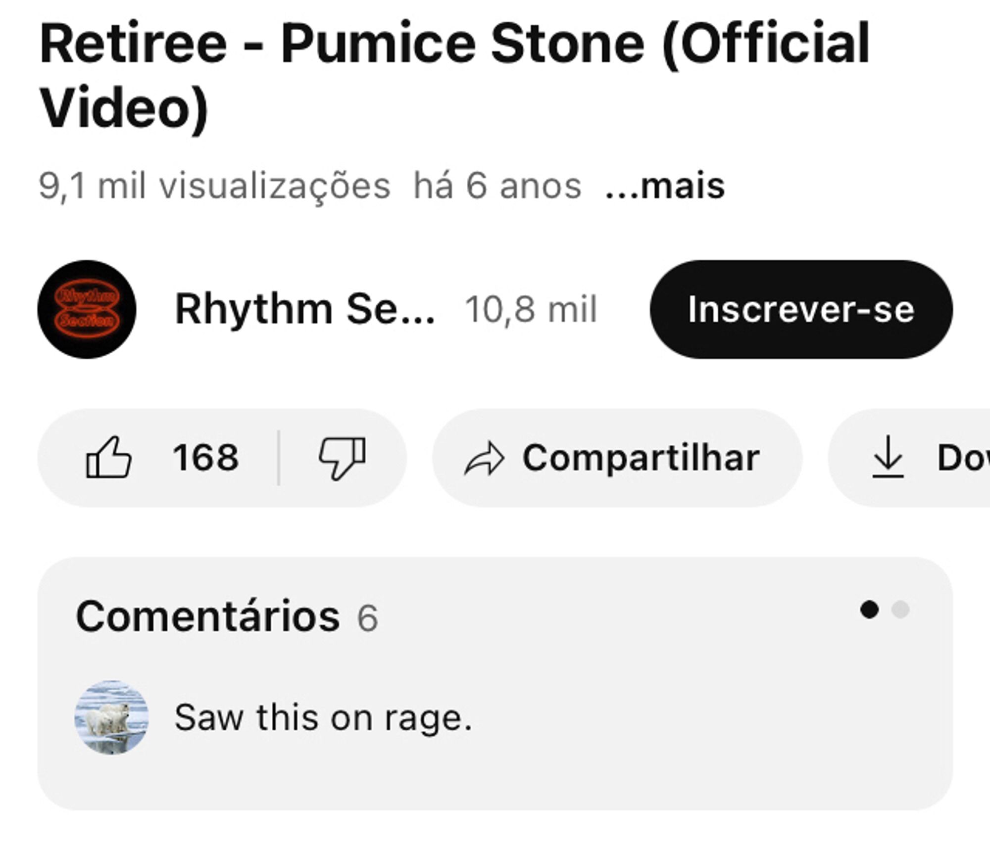 Retiree - pumice stone no YouTube 

Comentários:

Saw this on rage