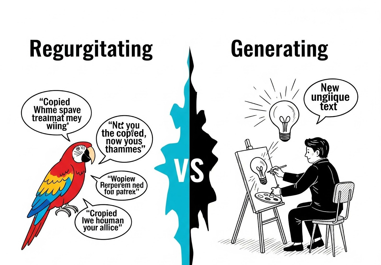 Illustration contrasting 